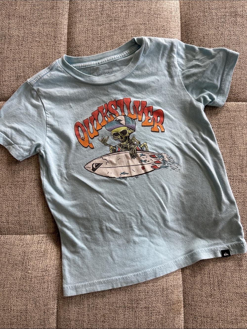 Quiksilver Light Blue Kids Surf Skeleton Graphic Tee
